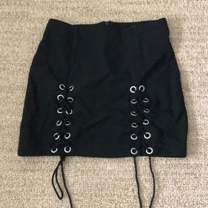 black lace up skirt